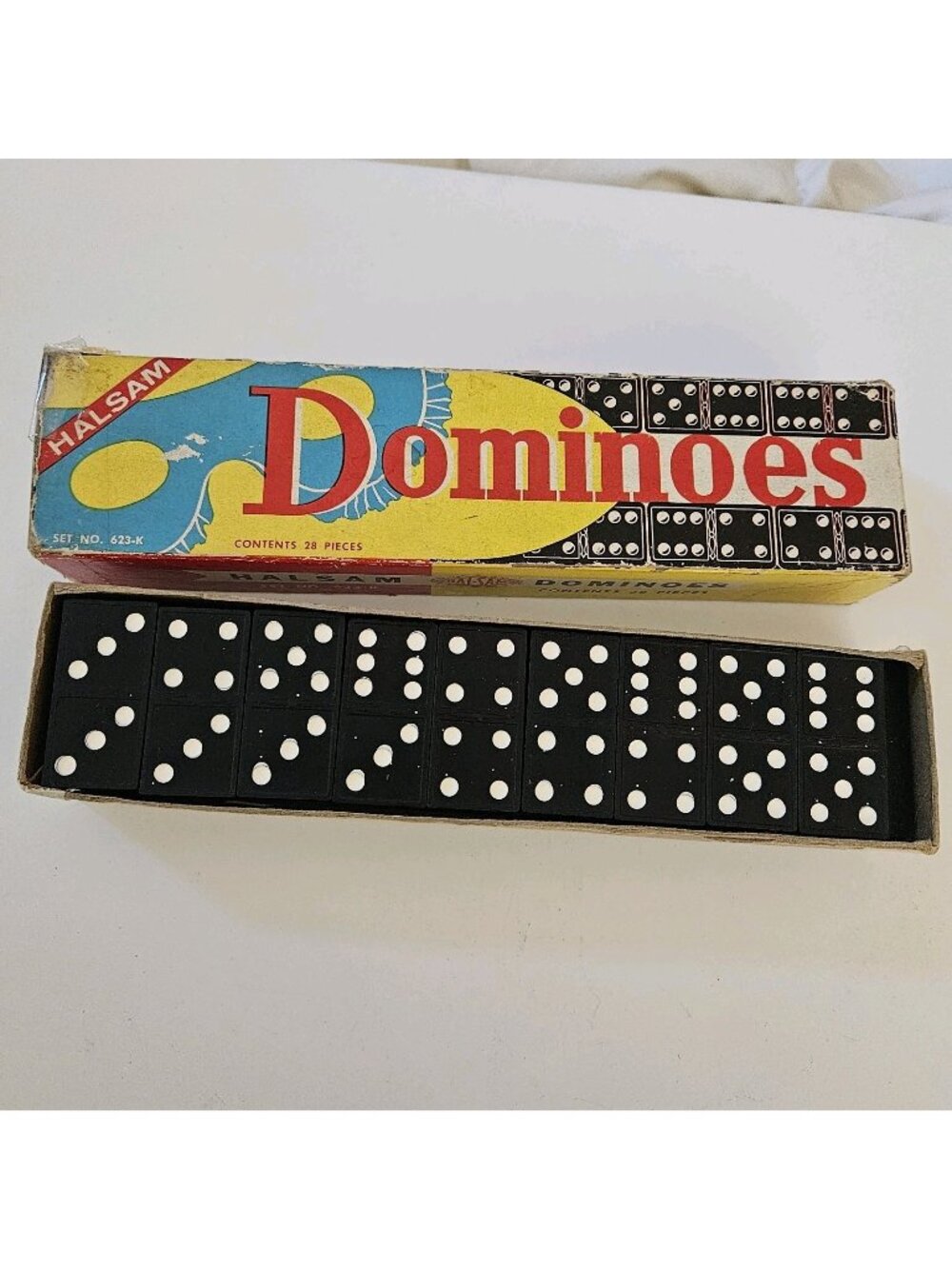 Vintage Halsam Dominoes Original Box Games